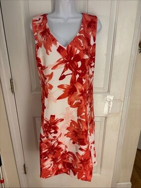 INC International Concepts Cream Dress with Red Floral Print